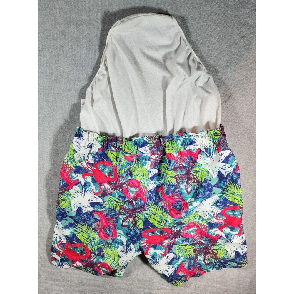 OndadeMar Men's Medium Swim Trunks Crab Lobster Print Beach Resort Swimwear
